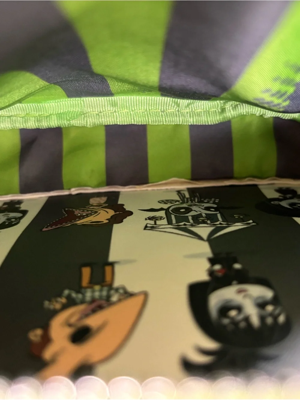 Loungefly Beetlejuice Mini Backpack Black Striped Chibi Character Print NWT